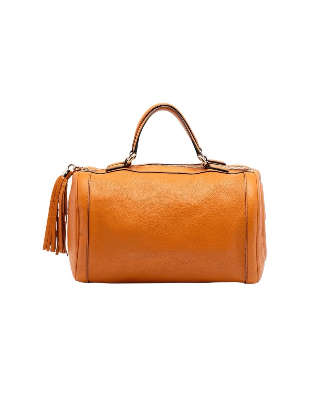 ✨💎EUC💎Gucci Burnt Orange Leather Top-Handle Boston Bag w/Tassel & COA - Picture 2 of 11